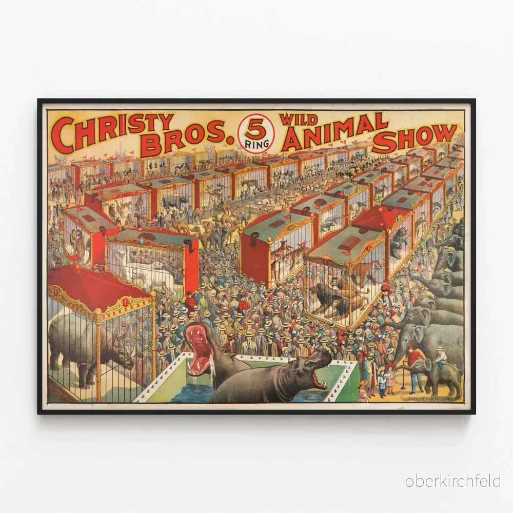 Vintageposter Christy Bros. Vilda djurshow cirkus