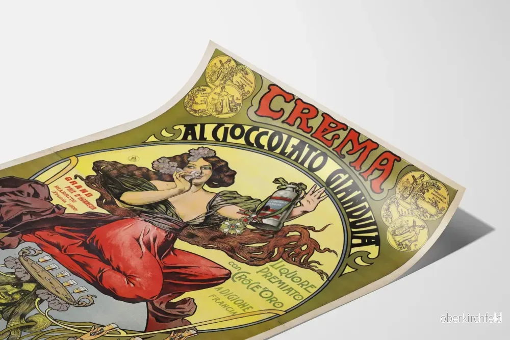 Vintageposter Crema al Cioccolato Gianduia – Elegant väggdekoration Art Nouveau - Bild 3