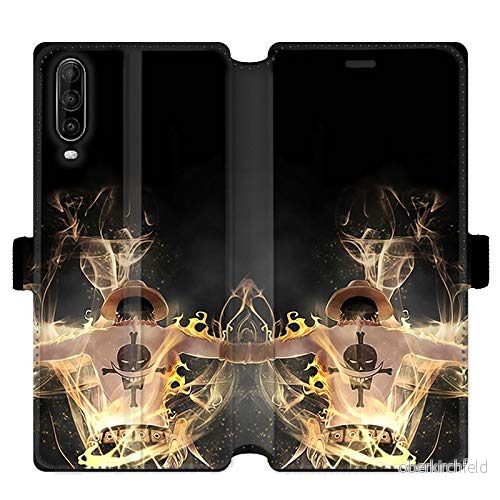 Cokitec läderfodral plånbok för Wiko View 4/View 4 Lite Manga One Piece Ace svart 3614849883587