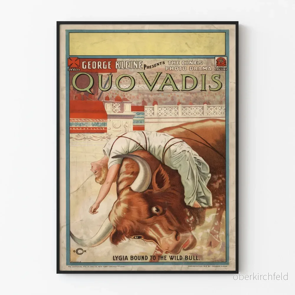 Vintageposter Quo Vadis - Lygia fastsatt vid den vilda tjuren