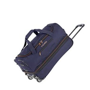 travelite 2 hjuls vagn resväska stl. L med expansionsveck bagageserie Basics: mjukt Bagage hjul extra volym, 096276, marinblå/orange, 55 cm, 4027002056756