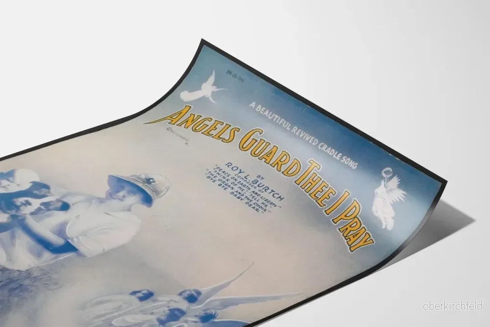 Vintageposter Angels Guard Thee I Pray – Poetisk och nostalgisk väggdekoration - Bild 3