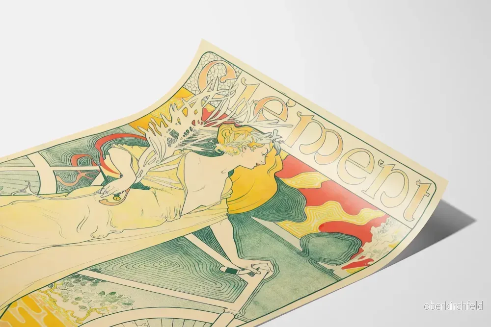 Vintage poster Art nouveau kvinna och cykel för väggdekoration - Bild 3