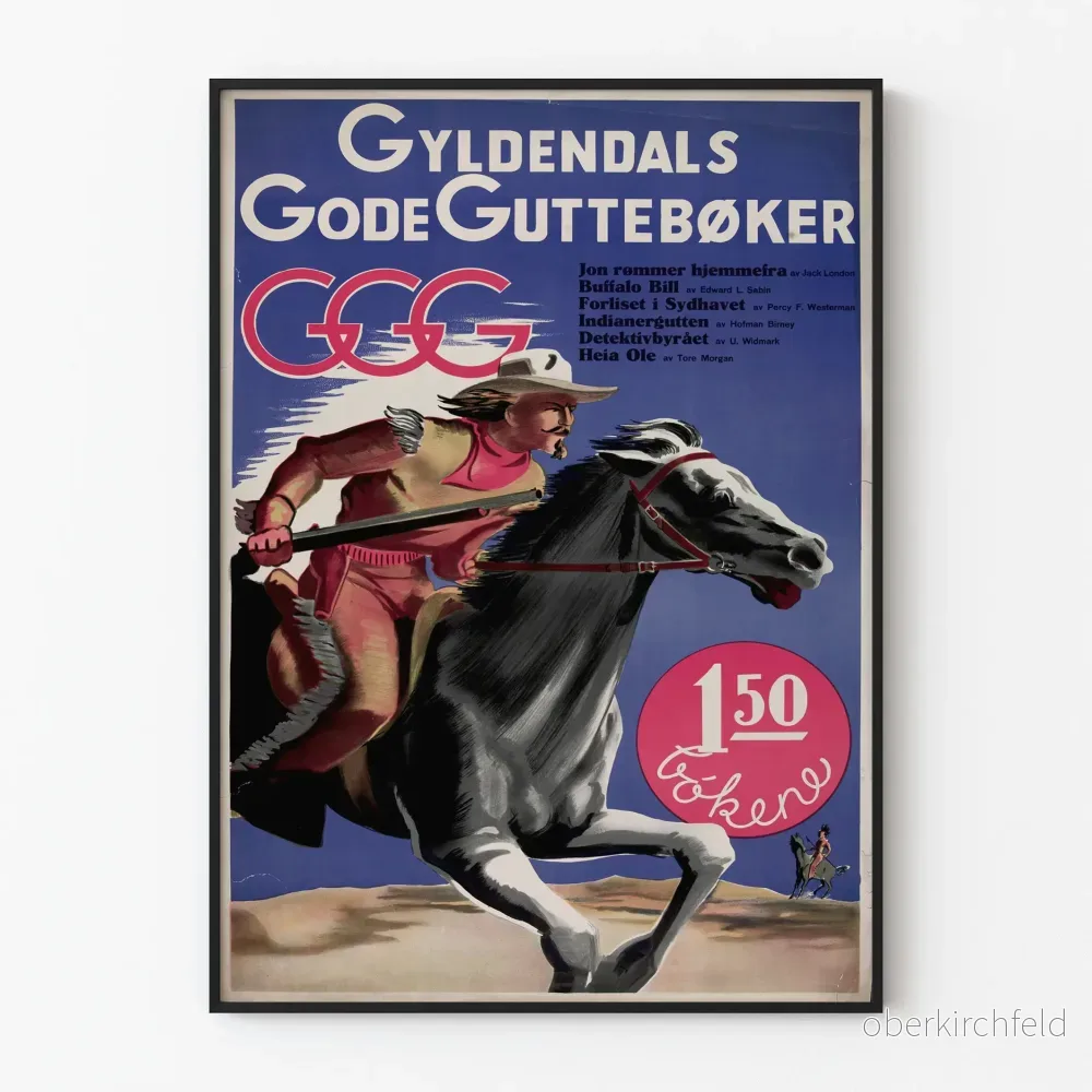 Vintageposter Gyldendals Gode Gossböcker dekorativ