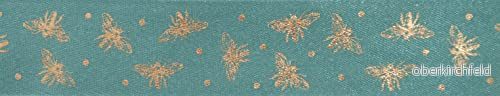 Berisfords Polyesterband, bensin/guld, 15 mm x 20 m 5024264157794