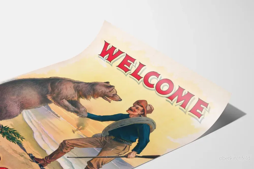 Vintageposter Välkommen till Våra Pojkar med Björn och Soldat – Retro Väggdekoration - Bild 3