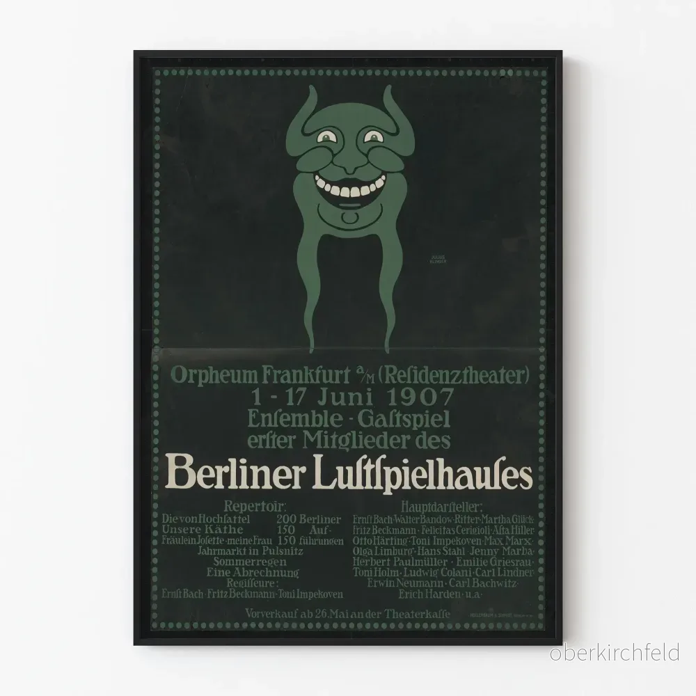 Vintageposter Berliner Lustspielhaus - Orpheum Frankfurt 1907