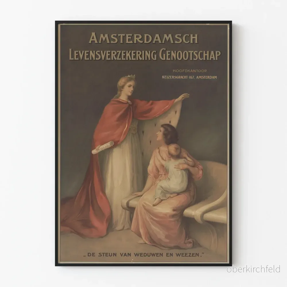 Vintageposter av Amsterdamsch Levensverzekering Genootschap för väggdekoration