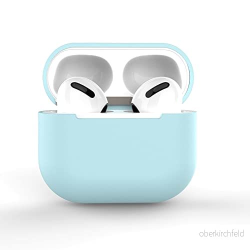 AirPods 3 fodral silikon skyddsfodral och skal för [synlig framsida] [trådlös laddning] kompatibel med 2021 (utan karbinhake, azurblå) 719899190449