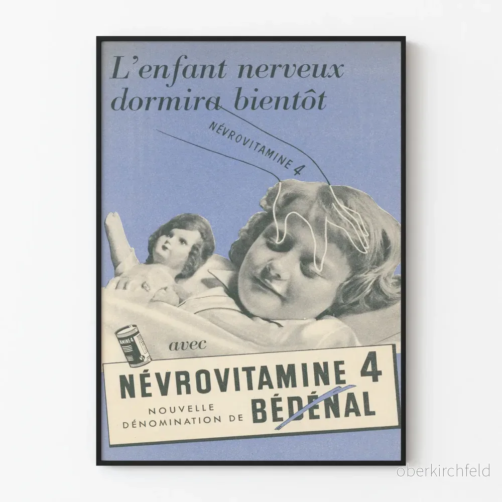 Vintageposter Névrovitamine 4 - Retro barnväggdekoration