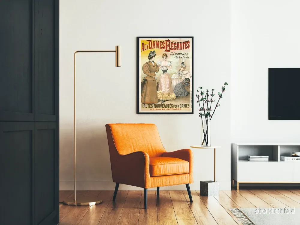 Vintageposter "Aux Dames Élégantes" - Retro väggdekoration - Bild 2