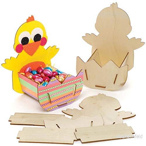 Baker Ross AX784 påskunge träkorgskit paket med 3, tomma träkorgar för barn att designa och bygga 5051174114203