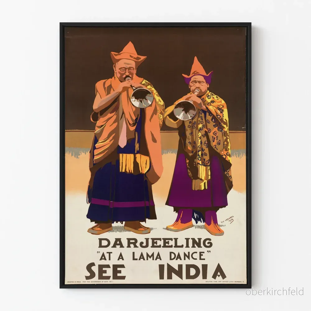 Vintageposter Darjeeling - Dansande Lama Indien