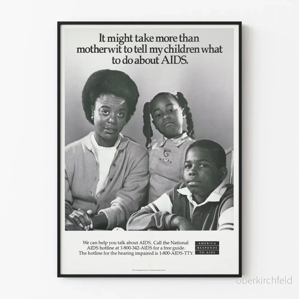 Informationsposter om AIDS med afroamerikansk familj
