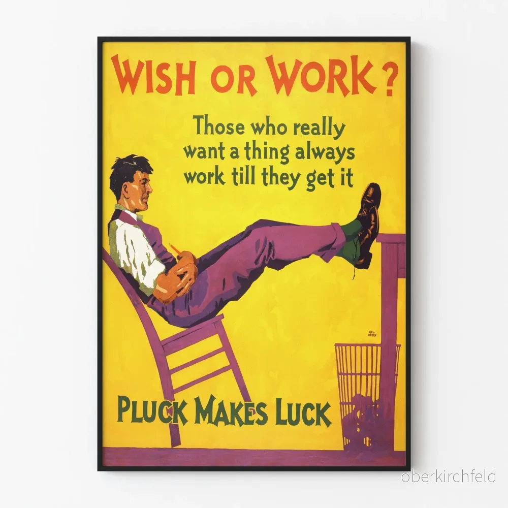 Motiverande poster "Wish or Work" - Inspirerande väggdekoration
