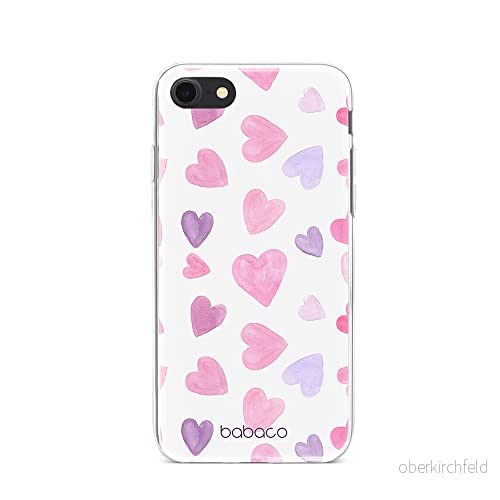 ERT GROUP mobiltelefonfodral för Apple Iphone 7/8/ SE 2/ 3 originalt och officiellt licensierat Babaco mönster Hearts 005 Vit anpassad till formen på mobiltelefonen, gedeeltelijk transparant 5904805041402