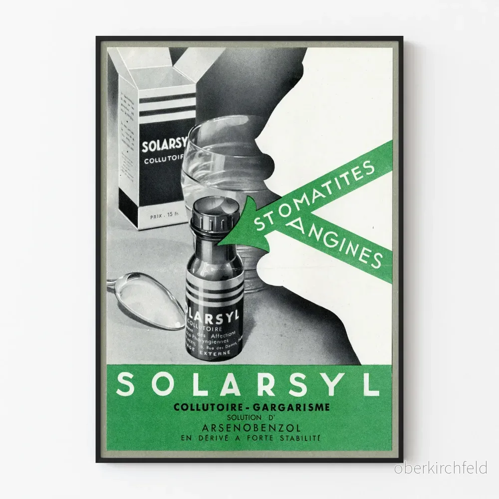 Vintageposter Solarsyl – Kollutiv och halsgurgelreklam