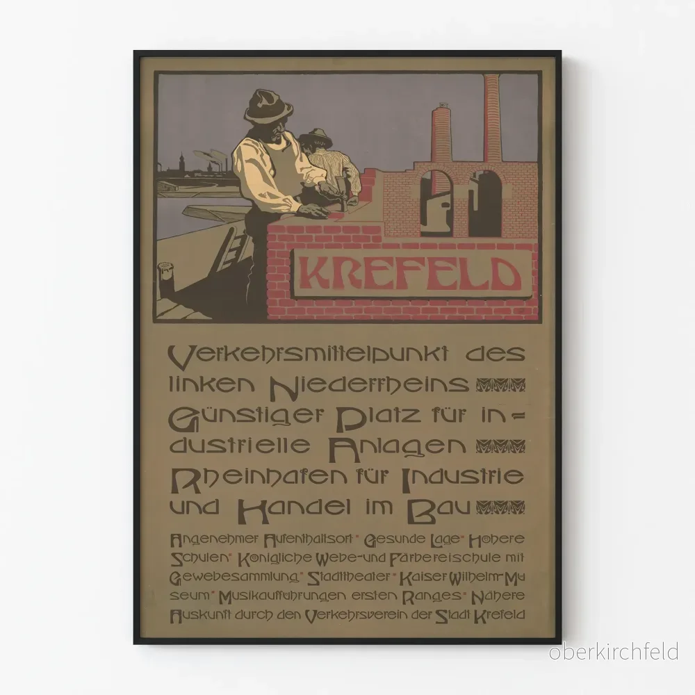 Vintageposter Krefeld – Industriell och urban väggdekoration