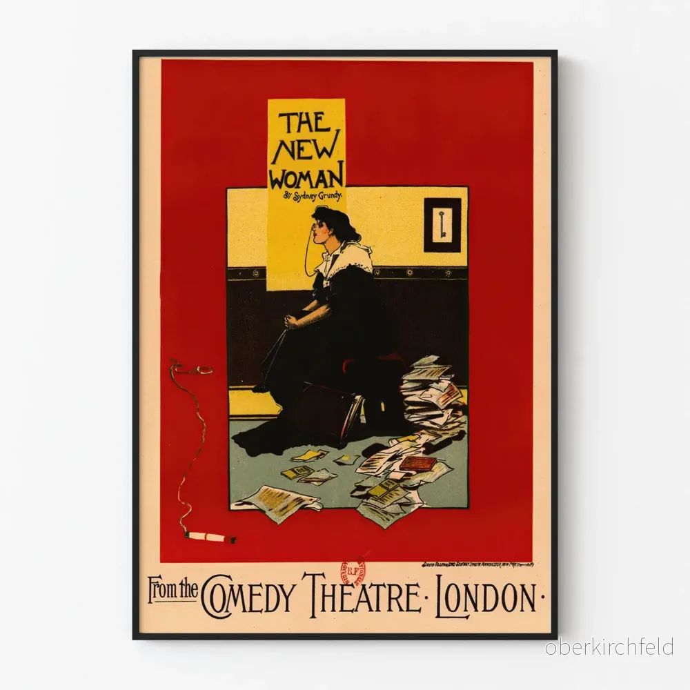 Vintageposter The New Woman av Sydney Grundy - Väggdekoration teater London