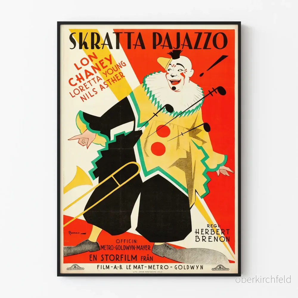 Vintageaffisch med färgglad clown för väggdekoration
