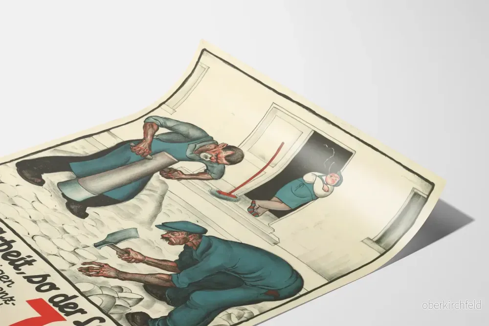 Vintageposter Arbete och lön - Initiativ Närvaro Ja - Bild 3