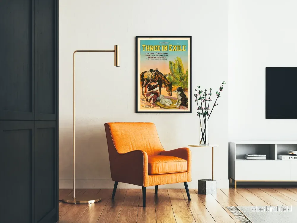 Vintageposter Three In Exile med djur och kvinna - Bild 2
