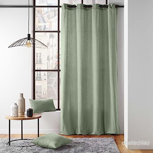 Douceur d'Intérieur, Öljettgardin (135 x 260 cm) Twily salvia, bomull/polyester återvunnen 3574386121316