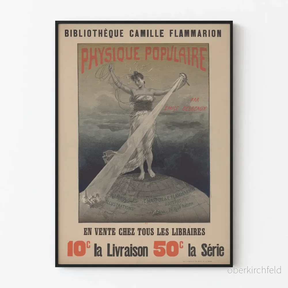 Vintageposter Physique Populaire - Camille Flammarion-biblioteket
