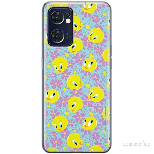 ERT GROUP mobiltelefonfodral för Oppo RENO 7 5G originalt och officiellt licensierat Looney Tunes mönster Tweety 011 optimalt anpassad till formen på mobiltelefonen, fodral tillverkad av TPU plast 5905795093556