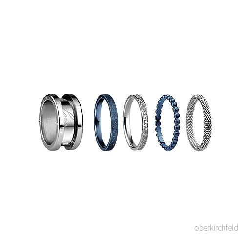 BERING Uppsättning ringar i silver och blått, för kvinnor, med en unik anordning att vrida loss byta, Symphony Set A 4894041774398