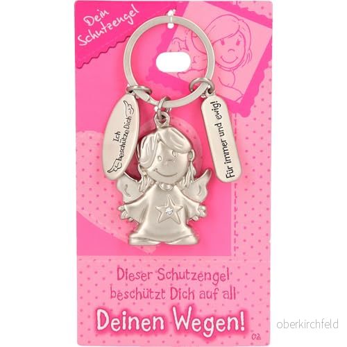 Depesche 7518 002 Skyddsängel nyckelhänge av metall, lyckobringare med ängel, nyckelring och kärleksfullt meddelande, som present till familjemedlemmar, vänner bekanta 4010070287610