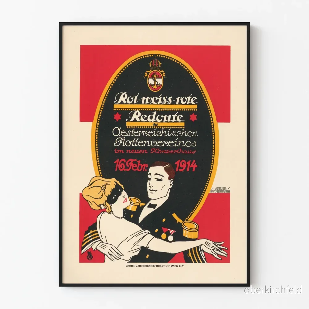 Vintageposter Rot-Weiss-Rote Redoute 1914 konstnärlig väggdekoration