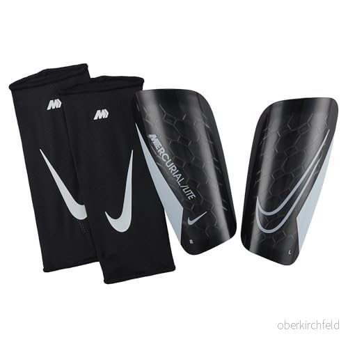 Nike Performance Mercurial Lite Fotbollsbenskydd, Storlek: Medium, Svart Vit 195871704628