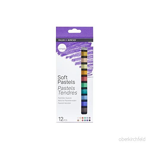 Daler Rowney Simply Soft Pastels 12 x blandade färger set, ritkonsttillbehör, perfekt för konstnärer och hobbyister på nybörjarnivå 38372010280
