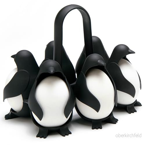 PELEG DESIGN Egguins 3-i-1 äggkokare, ägghållare och dispenser pingvinformad för 6 hårdkokta ägg eller koka (Egguins) 7290106864818