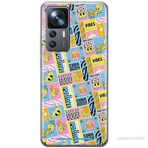 ERT GROUP mobiltelefonfodral för Xiaomi 12T/ 12T pro/ K50 Ultra originalt och officiellt licensierat Looney Tunes mönster Tweety 012, fodral tillverkad av TPU plast 5905795094300