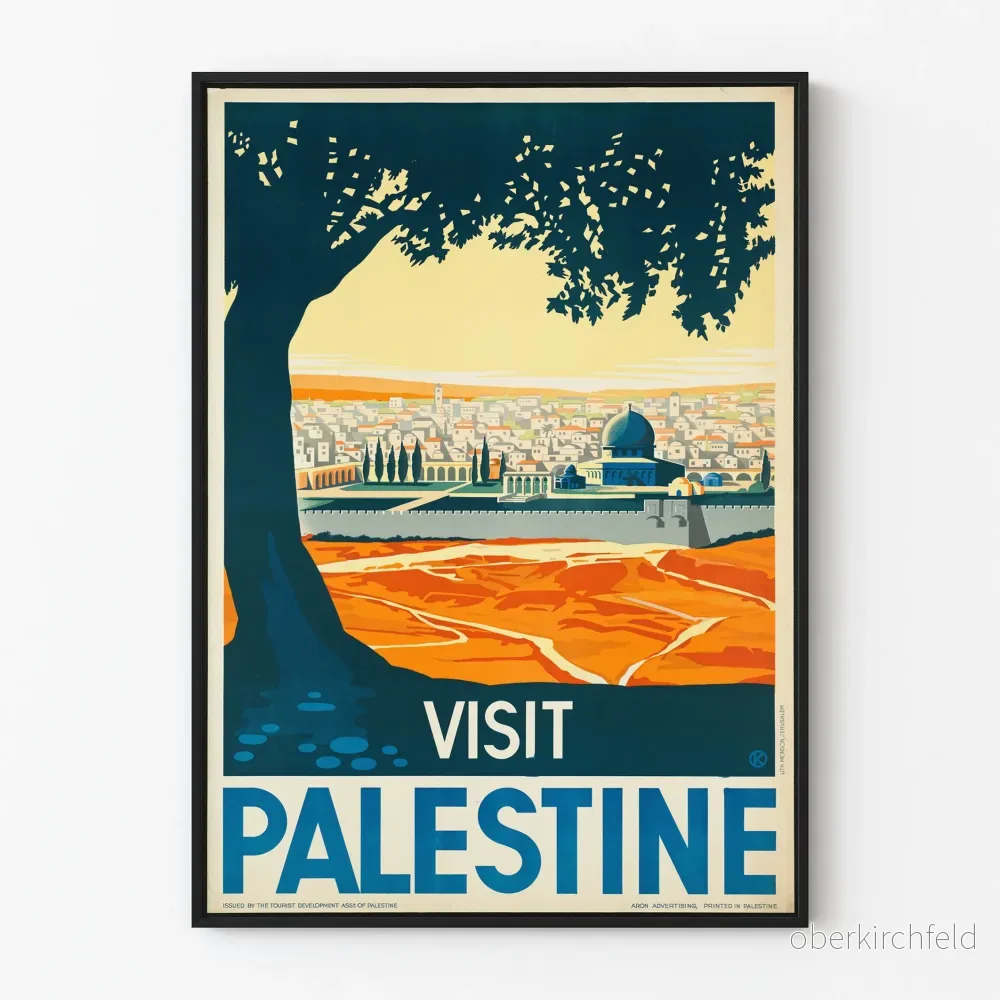 Vintage dekorativ poster Besök Palestina - Poster stadslandskap