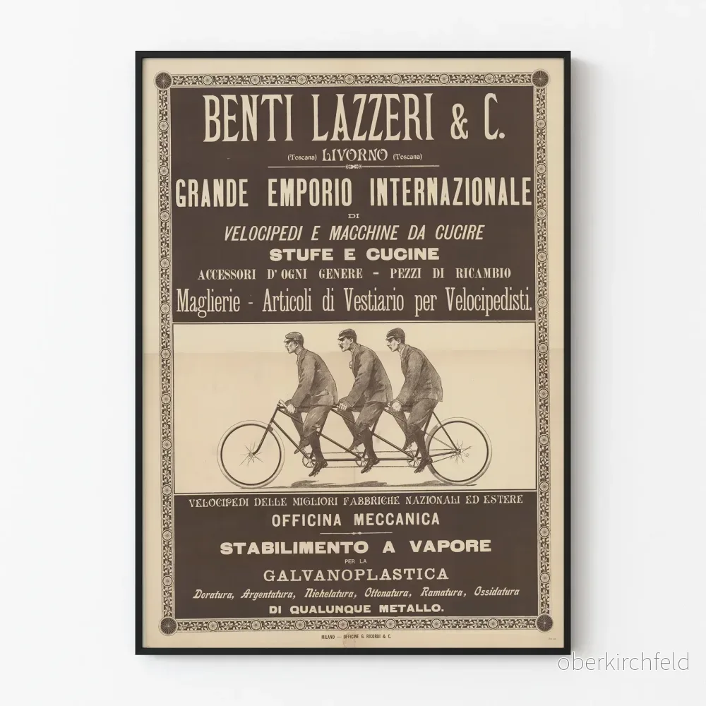 Vintageposter Benti Lazzeri & C. – Annons för cykel- och symaskiner Vintageposter Benti Lazzeri & C. – Annons för cykel- och symaskiner