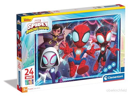Clementoni Pussel Spidey and His AmazIng Friends 24 Maxi Bitar Supercolor, För Barn, 28527 8005125285273