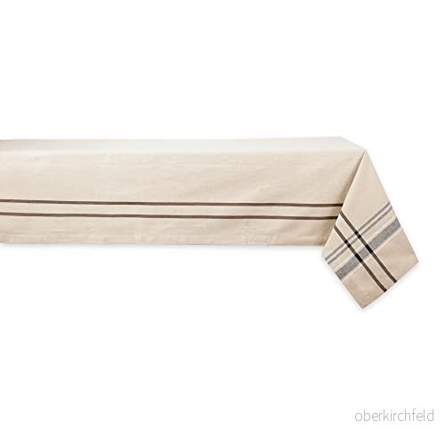 DII fransk rand matbord samling bondgårdsstil bordsduk, 152 x 213 cm, brungrå/svart 738215359827