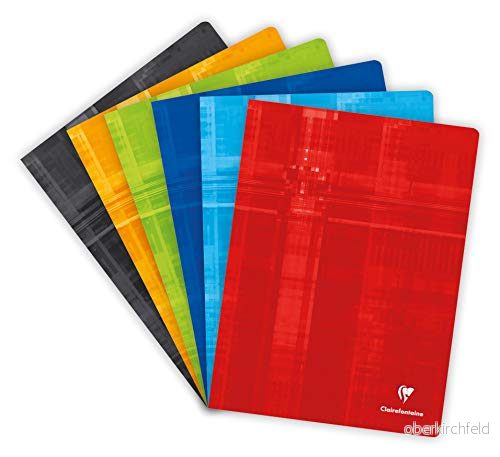 Clairefontaine 3381C anteckningsbok 72 ark, DIN A4+, 24 x 32 cm, fransk linjatur, blandade färger, 1 styck 3329680338102