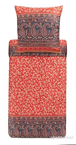 Bassetti Sängkläder set Como R1 av bomull, mako satin i färgen röd, 2 delar med dragkedja, mått: 155 x 220 cm, 80 9323947 8050261239475