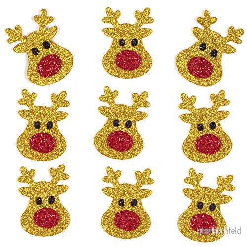 Baker Ross AT177 renar jul glitter klistermärken (paket med 100), blandade 5051174099036