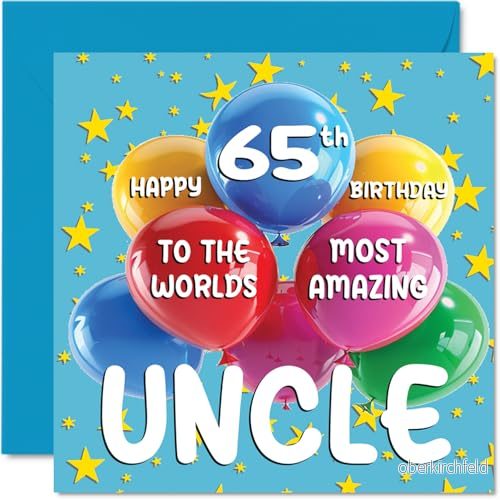 65th Uncle födelsedagskort World's Most Amazing Happy Birthday Card for from Niece Nephew, 145 mm x ålder 65 sextiofem gratulationskort till farbror 5063152107442