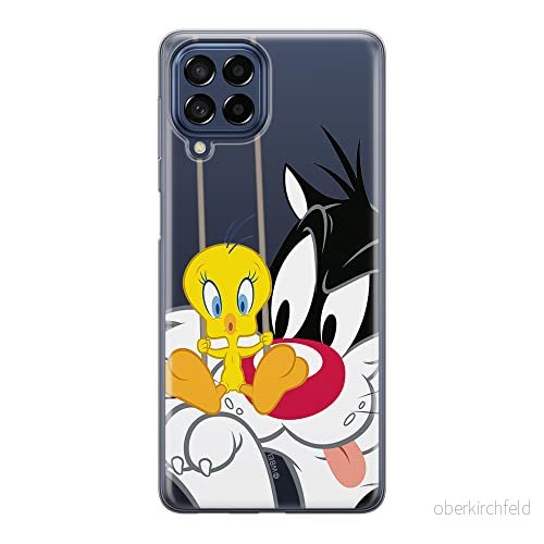 ERT GROUP mobiltelefonfodral för Samsung M33 5G originalt och officiellt licensierat Looney Tunes mönster Sylwester & Tweety 002 anpassad till formen på mobiltelefonen, gedeeltelijk transparant 5905511349103