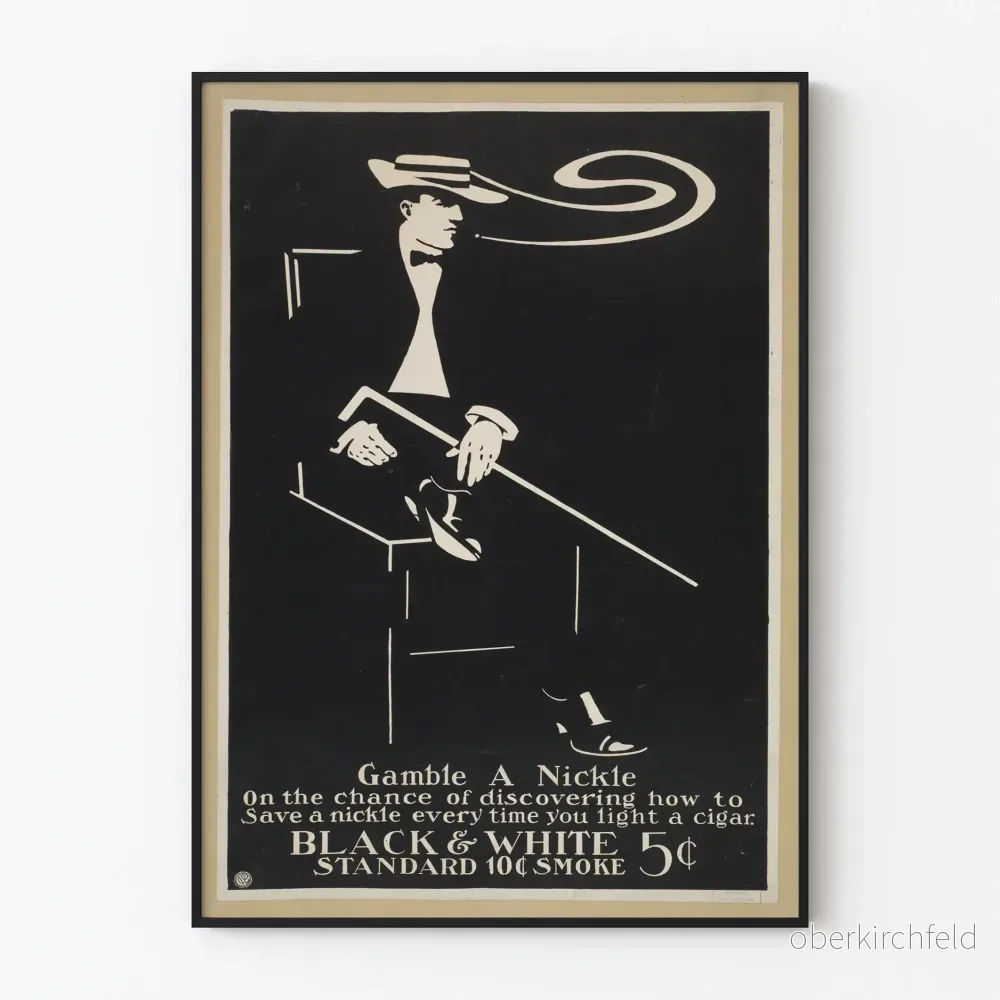 Retro poster i svartvitt - Vintage väggdekoration i svart och vitt