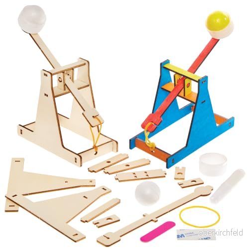 Baker Ross FN118 Trebuchet katapult i trä 2 pack, STEM slöjd för barn, skolor och lärare 5063067011087