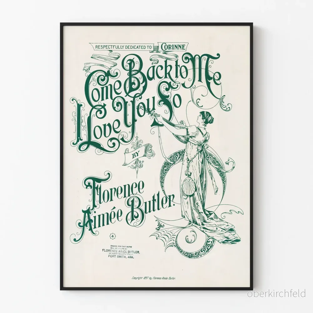 Vintageposter Come Back to Me I Love You So av Florence Aimée Butler