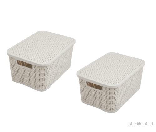 BranQ Home Essential lockkorg i rotting design uppsättning av 2 storlekar M 10 l, plast PP, grädde, l 5901098046404