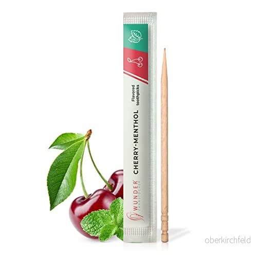 Wunder tandpetare med smak 100 individuellt förpackade i 7 uppfriskande sorter skonsam munhygien fräsch andedräkt (örsbär mentol) 7427245758375